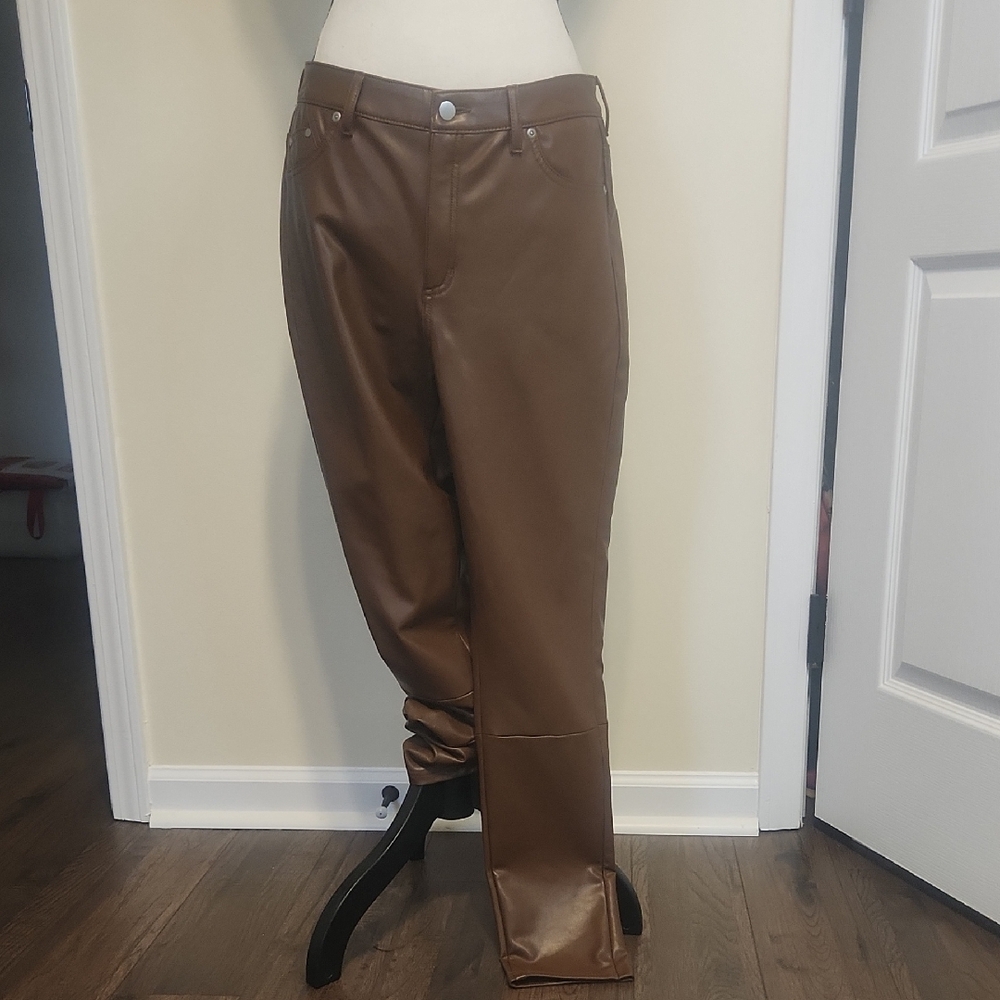Brown Faux Leather Pants